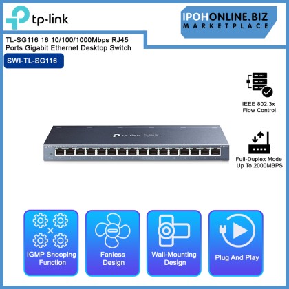 TP-Link TL-SG116 16 10/100/1000Mbps RJ45 Ports Gigabit Ethernet Desktop Switch